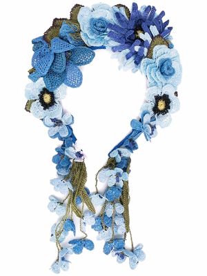VERBENA MADRID Dalila floral-applique bridal crown - Blue