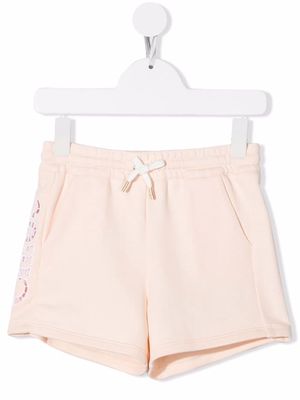 Chloé Kids embroidered logo track shorts - Neutrals