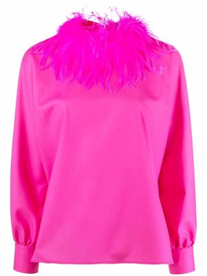 Styland feather-trim blouse - Pink