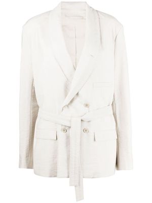 Lemaire wadded double-breasted tie jacket - Neutrals