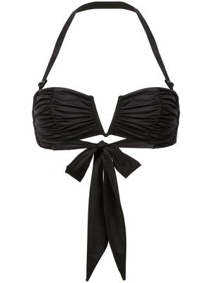 Duskii Fleur deep V bandeau bikini top - BLACK