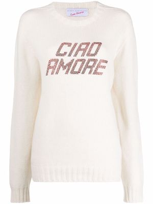 Giada Benincasa rhinestone wool-blend jumper - White