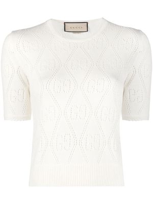 Gucci GG pointelle-knit knitted top - Neutrals