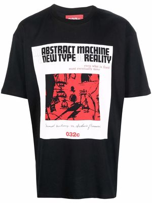 032c Gramsci-print organic cotton T-shirt - Black