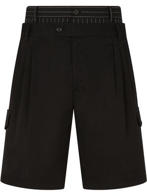 Dolce & Gabbana double-waist cotton cargo shorts - Black