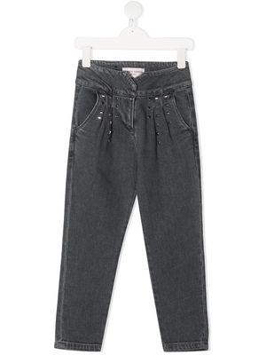 Alberta Ferretti Kids straight leg studded jeans - Grey