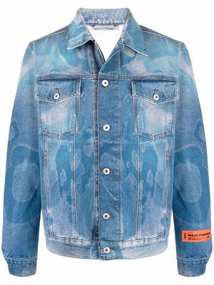 Heron Preston graphic-print denim jacket - Blue