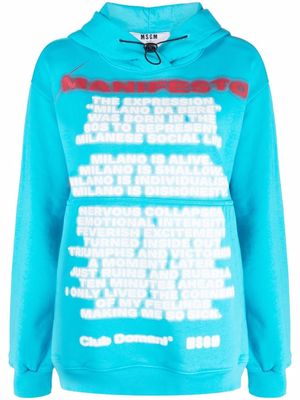 MSGM graphic-print cotton hoodie - Blue