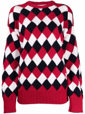 AMI AMALIA argyle-knit merino sweater - Red