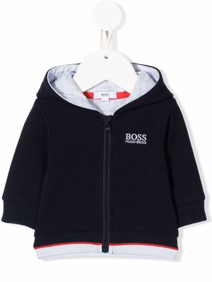 BOSS Kidswear logo-print fleece hoodie - Blue