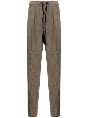 Emporio Armani drawstring-fastening linen trousers - Brown
