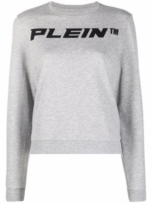 Philipp Plein logo-print mélange-effect sweatshirt - Grey