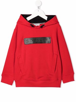Givenchy Kids logo patch rib-trimmed hoodie - Red