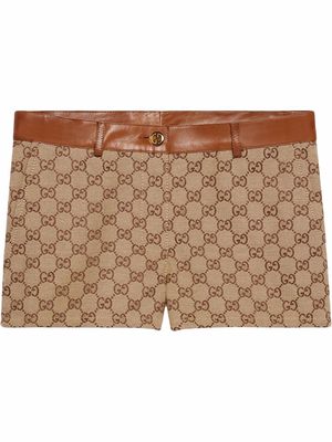 Gucci GG-canvas leather-trim shorts - Neutrals