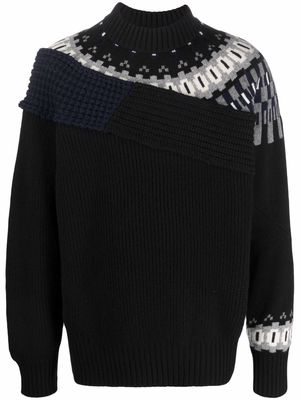 sacai patchwork-panelled knit jumper - Black