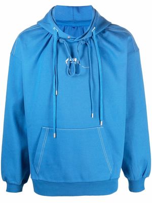 Ader Error Admore logo-print jersey hoodie - Blue