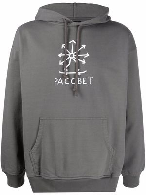 PACCBET logo-print cotton hoodie - Grey