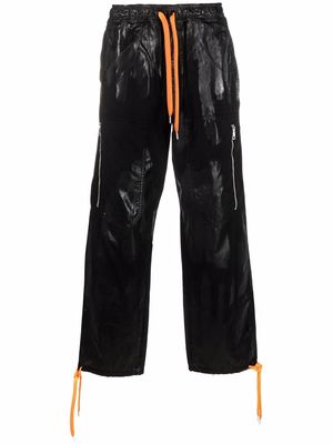 Just Cavalli laminated-effect straight-leg trousers - Black