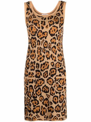 Christian Dior 2010s pre-owned animal-pattern knitted dress - Neutrals