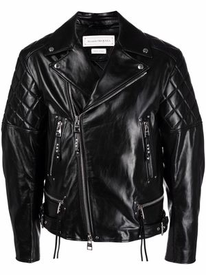 Alexander McQueen zip-up leather jacket - Black