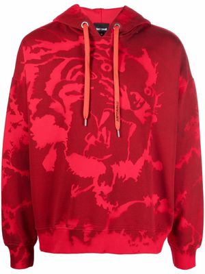 Just Cavalli tiger-print cotton hoodie - Red