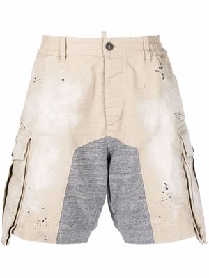 Dsquared2 patchwork asymmetric cargo shorts - Neutrals