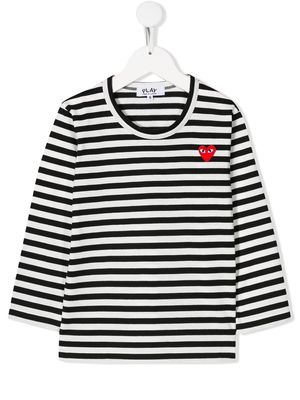 Comme Des Garçons Play Kids striped logo top - White