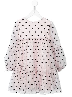 Charabia polka dot-print tulle dress - Pink