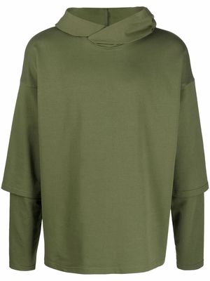 Alchemy layered-sleeve hoodie - Green