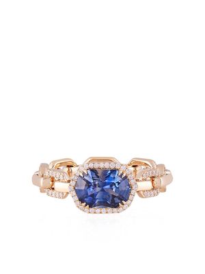 O Thongthai 14kt sapphire diamond chain-link ring - Gold