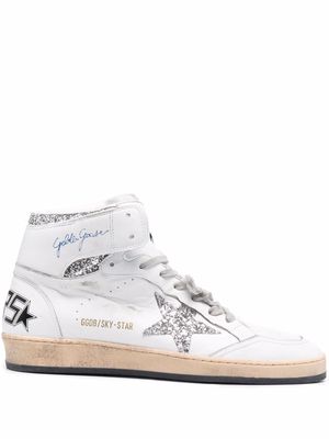 Golden Goose star print high-top trainers - White