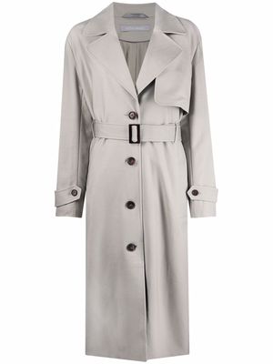 12 STOREEZ belted button-up trench coat - Neutrals