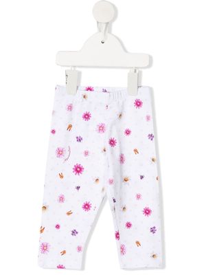 Monnalisa floral-print cotton trousers - White