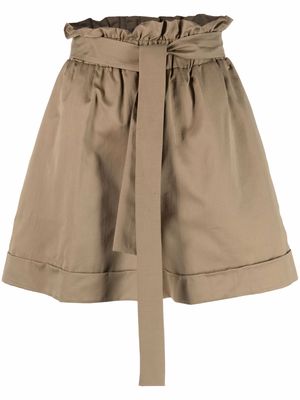 Federica Tosi paperbag-waist high-rise shorts - Green
