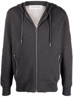 Alexander McQueen logo-print zip-up hoodie - Grey