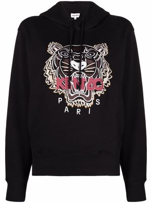 Kenzo Tiger-embroidered cotton hoodie - Black