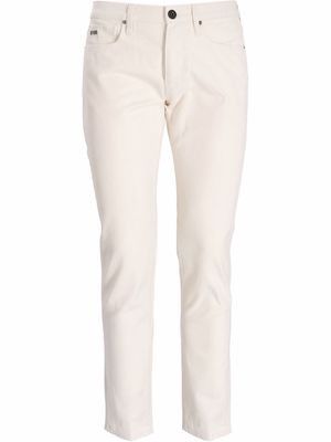 Emporio Armani white slim cut trousers