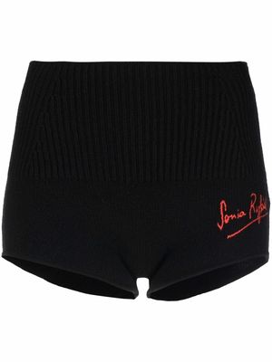 SONIA RYKIEL logo-embroidered knitted shorts - Black
