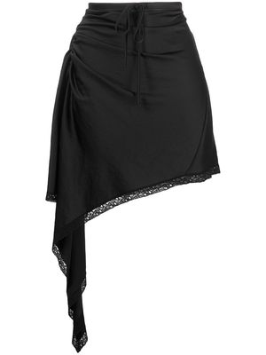 Alexander Wang gathered lace-trim skirt - Black