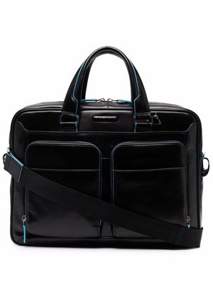 PIQUADRO contrast-stitching work bag - Black