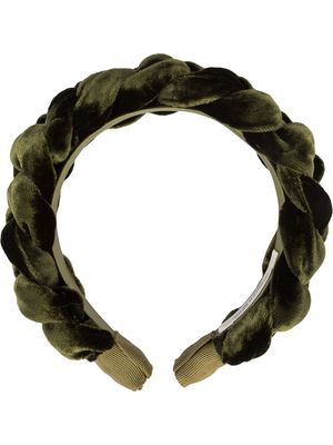 Jennifer Behr Lori braided velvet headband - Green