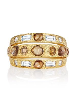 De Beers Jewellers 18kt yellow gold Talisman three-line diamond ring - Metallic