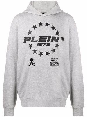 Philipp Plein logo-print pullover hoodie - Grey