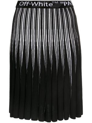 Off-White logo-waistband pleated skirt - Black
