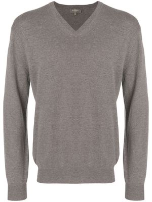 N.Peal Burlington V-neck 1ply sweater - Grey