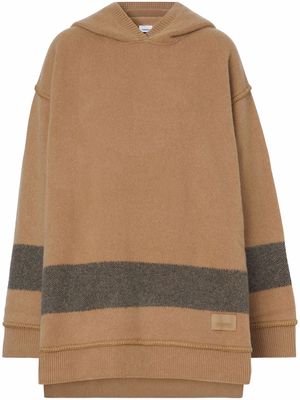 Burberry stripe detail knitted hoodie - Brown