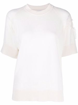 Barrie cashmere short-sleeved top - White