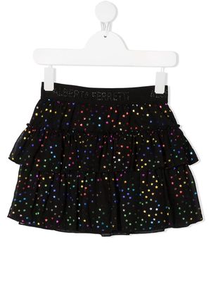 Alberta Ferretti Kids tiered star-print tulle skirt - Black