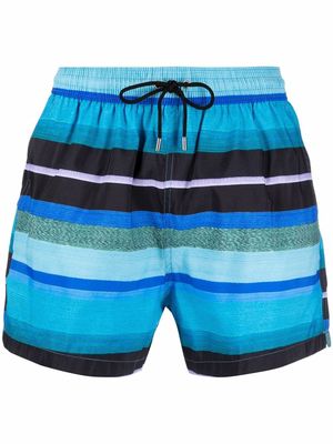 PAUL SMITH stripe-print swim shorts - Blue