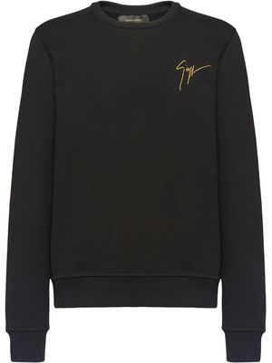 Giuseppe Zanotti embroidered logo crew neck sweatshirt - Black